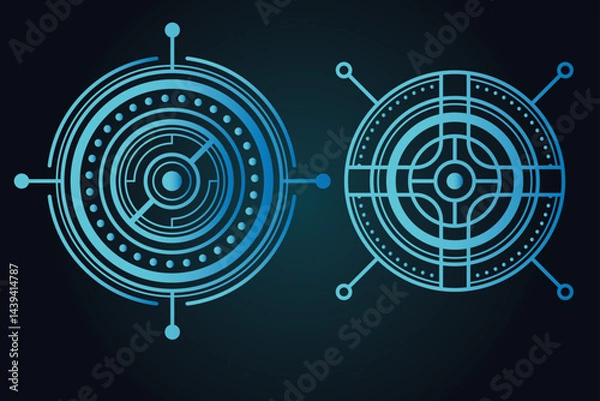 Fototapeta Creative futuristic infographics concept with glowing data charts, neon graphs, digital tech dashboards, 3D elements, modern data visualization, abstract technology layouts, sci-fi information design,