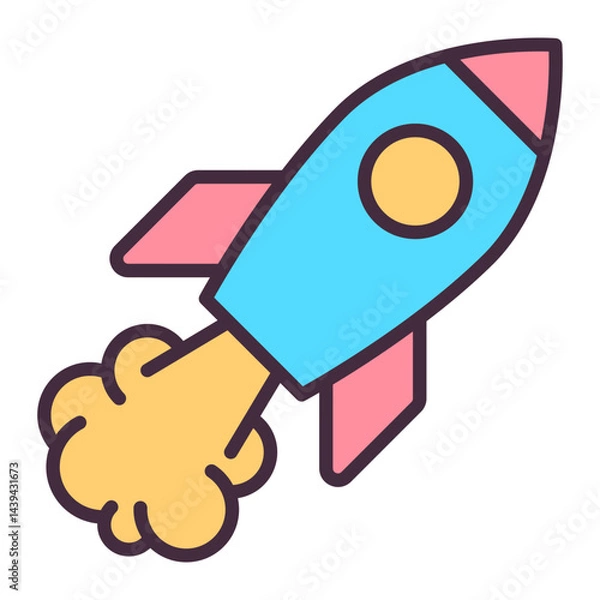 Fototapeta Rocket launch icon