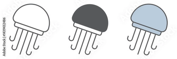 Fototapeta Jellyfish icon collection, sea and ocean animals, jellyfish vector icon set, vector graphics, editable stroke outline sign, eps 10