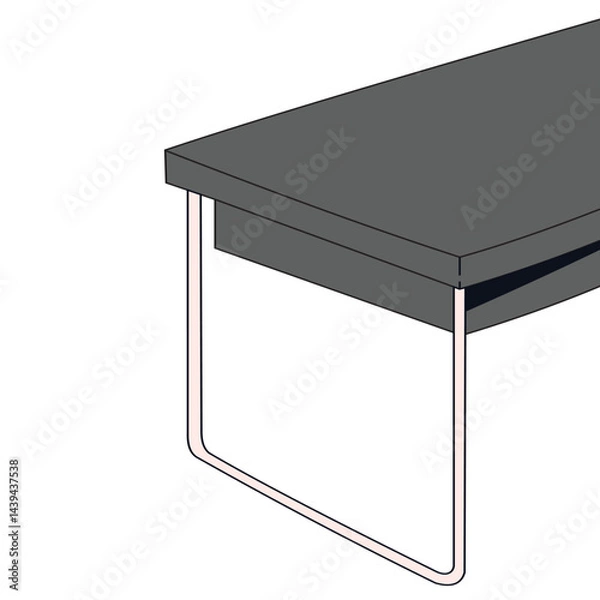 Fototapeta Vector illustration of table design from the side view that only partially appears.