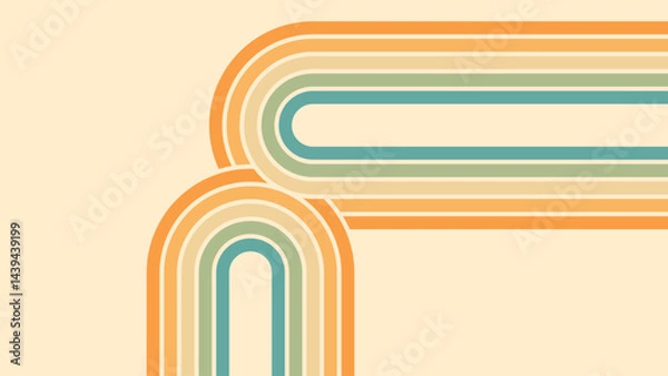 Obraz Abstract background of rainbow groovy Wavy Line design in 1970s Hippie Retro style. Vector pattern ready to use for cloth, textile, wrap and other.