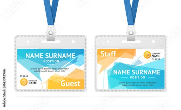 Fototapeta Id Card Template Plastic Badge. Vector