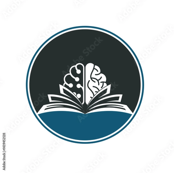 Obraz book in the brain, learning logo, reading hobby