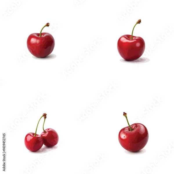 Fototapeta Fresh cherry vector image in 3D