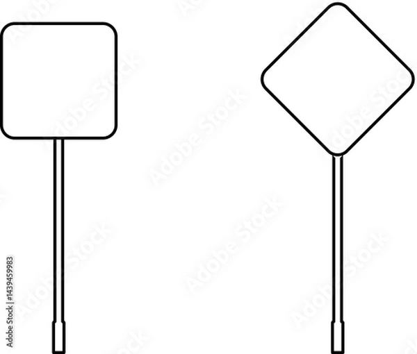 Fototapeta Signpost, direction icon isolated. Road traffic signs set. Board blank with place for text. Isolated information direction sign.