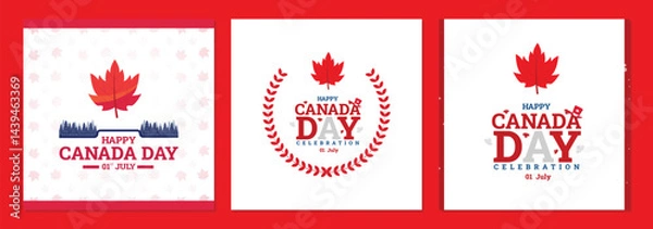 Obraz Canada day greeting and wishing social media post and banner design vector file 