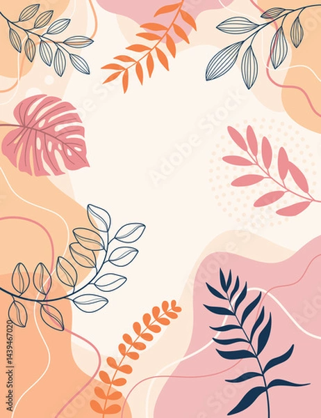 Obraz Hand drawn color lines art background design.