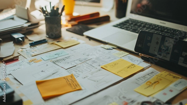 Obraz architect working on blueprints