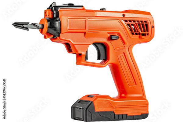 Fototapeta Nail with Freedom: Exploring Cordless Brad Nailers Isolated On White Background.