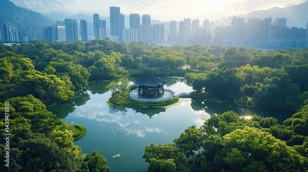 Obraz Aerial View of Public Park in Shenzhen, China 
