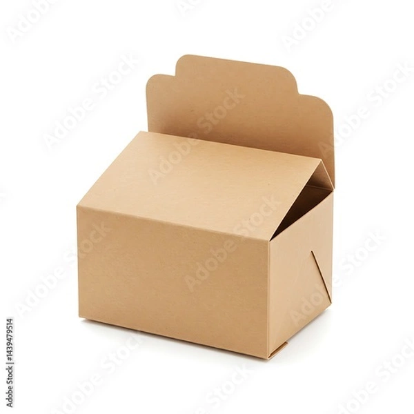 Fototapeta Close up of simple kraft box for handmade candies, isolated on white background