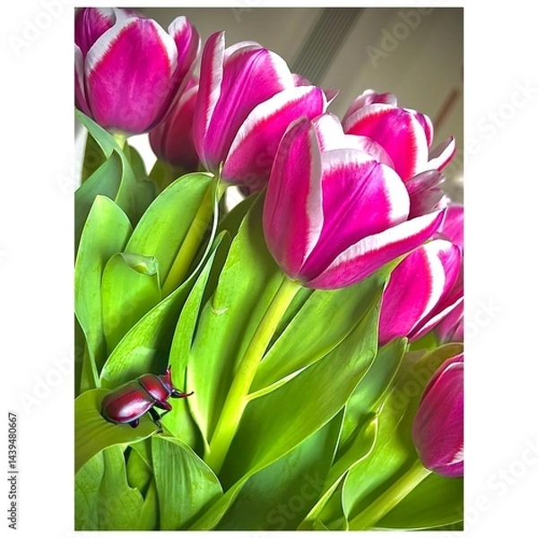 Obraz Tulpen und ein Käfer