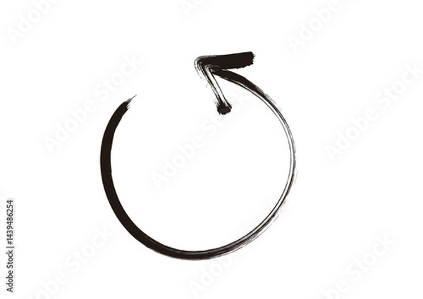 Obraz ブラシで描いたような手書き風矢印　左回りの矢印