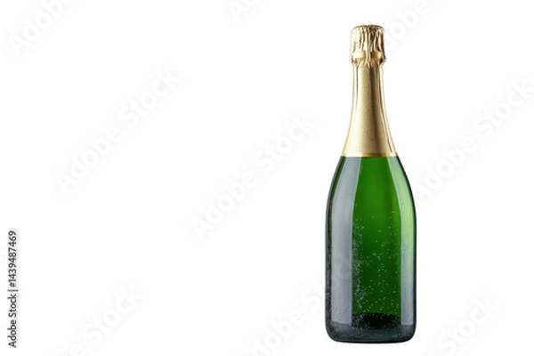 Fototapeta Closed bottle of champagne on transparent background