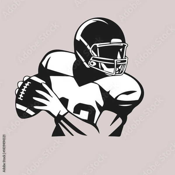 Fototapeta american football player wearing a helmet and throwing the ball, Vector Silhouette design for vector spot