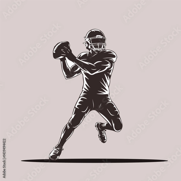 Fototapeta American football player vector Silhouette design  