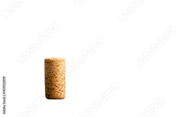 Fototapeta Single wine cork standing upright on transparent background