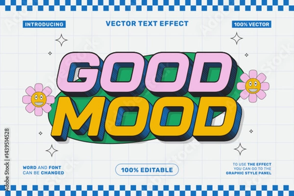Fototapeta Good Mood Text Effect - Fun Playful Cartoon Editable Vector Design