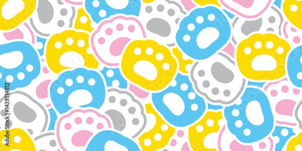 Fototapeta bear paw seamless pattern polar dog cat footprint pet vector puppy kitten pastel cartoon doodle gift wrapping paper repeat wallpaper tile background scarf isolated illustration design