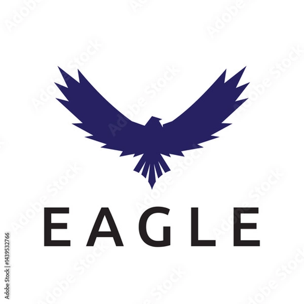 Obraz Eagle Hawk Falcon Bird Animal Silhouette Flying Flapping Wings Logo Template