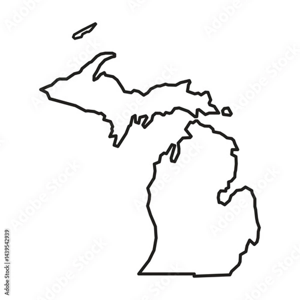 Fototapeta Michigan State Outline Map Vector Illustration