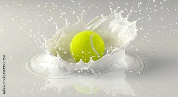 Fototapeta A tennis ball is in the middle of a splash of water