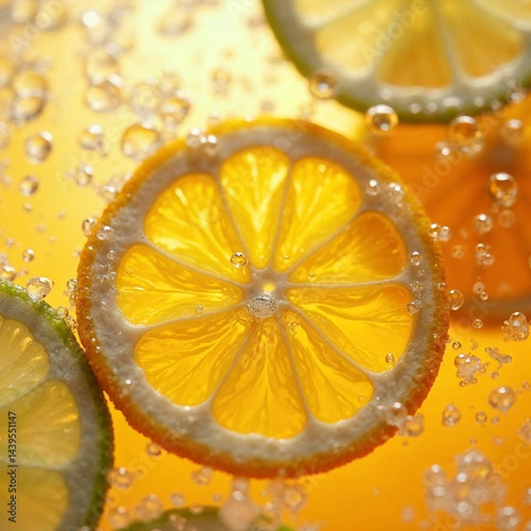 Fototapeta Macro view of citrus slices