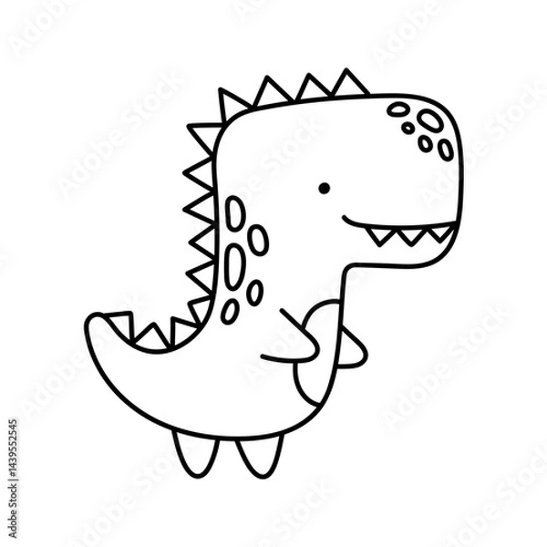 Fototapeta Cute hand drawn dinosaur. Funny dinosaur in doodle style. Animals, dino character. Kids drawing for t-shirt print, baby clothes design, wallpaper, wrapping paper, cover. Vector illustration