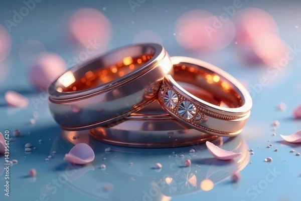 Fototapeta Uniformly sized rings, consistent metallic sheen, texture, armor