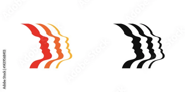 Fototapeta Abstract singing human heads logo. Choir symbol vector design element.