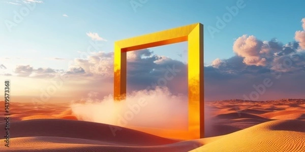 Fototapeta Golden gate frame in desert landscape