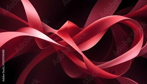 Fototapeta A visually stunning abstract design with smooth, flowing ribbons in varying shades of red.
