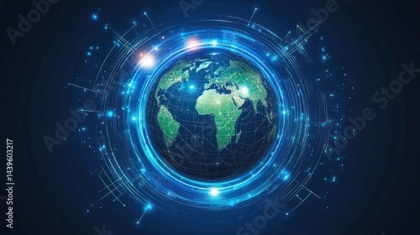 Fototapeta Digital Earth, Global Network, Abstract Background, Technology Image, High-Resolution Stock