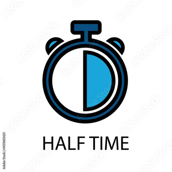 Fototapeta Half Time Stopwatch. Mid-Game Interval ICON