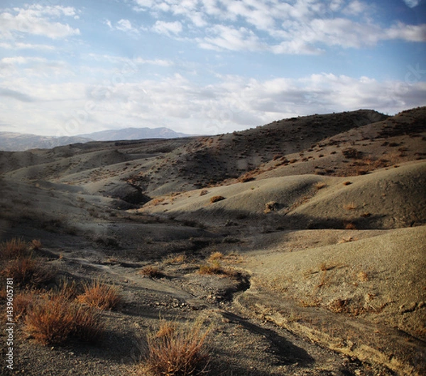 Fototapeta Mountains in the desert, aerial view. Turkmenistan, Iran border