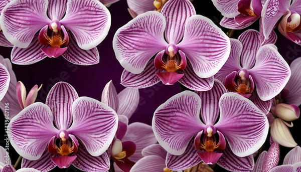 Obraz Vibrant purple orchids in a repeating pattern