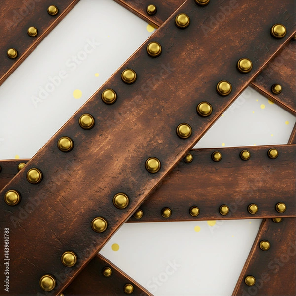 Fototapeta Textured framework with rivets, showcasing robust industrial design elements