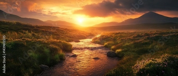 Obraz Sunrise over mountain stream