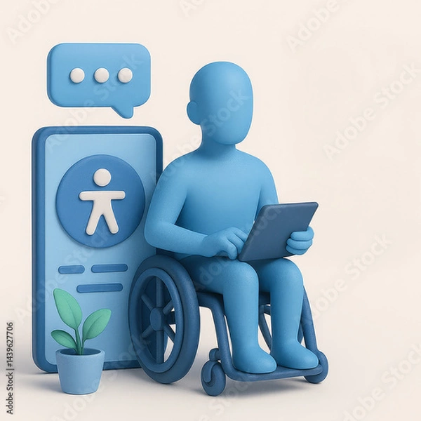 Obraz Accessibility and Assistive Technology - Empowered Mobility in 3D Illustration  - generative AI