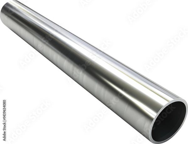 Fototapeta Shiny metallic pipe on white background