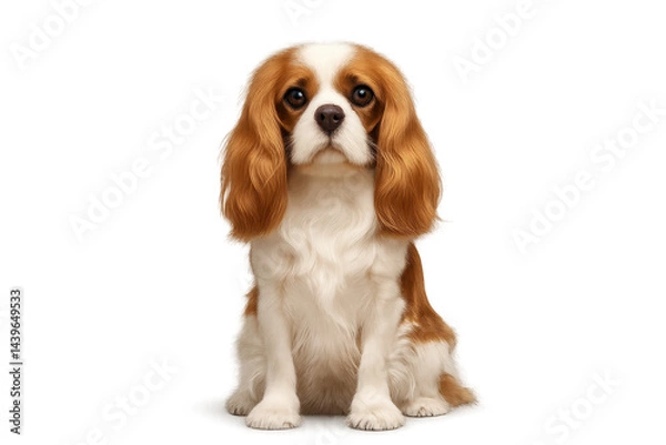 Fototapeta Adorable Cavalier King Charles Spaniel Sitting with Gentle Expression