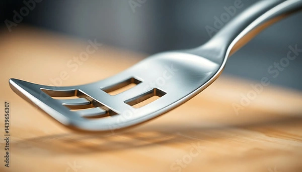 Fototapeta close up of a fork on a wooden table