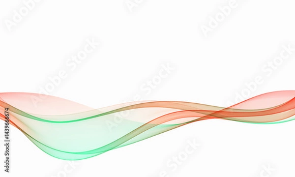 Fototapeta Transparent smoky wave flow, abstract wave background, design element.