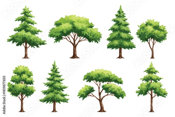 Fototapeta Assorted Tree Illustration Set

