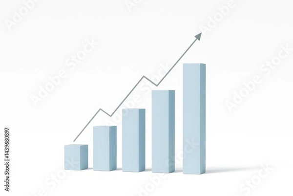 Fototapeta Growth Chart Visualization: Depicting upward trajectory, this image symbolizes business success and financial progress. It features a bar graph with an ascending arrow.
