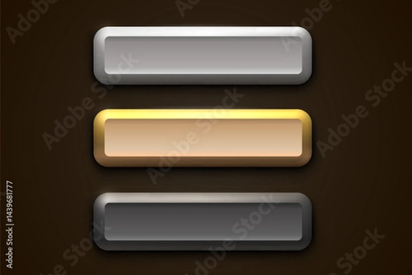 Obraz Golden, silver, black frame label, event bar button, gold signboard. Vector