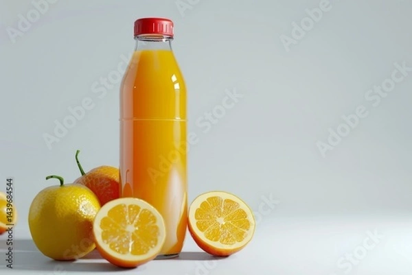 Fototapeta Refreshing Juice: A Healthy Choice Isolated On White Background.