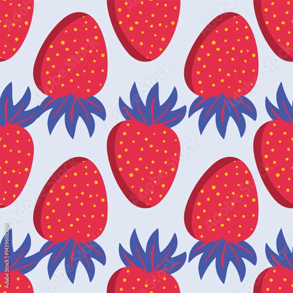Fototapeta Strawberry vector repeat pattern background