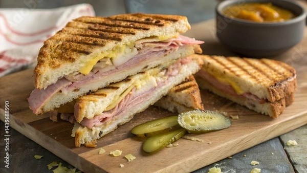 Fototapeta Classic Cuban Medianoche Sandwich with Roast Pork