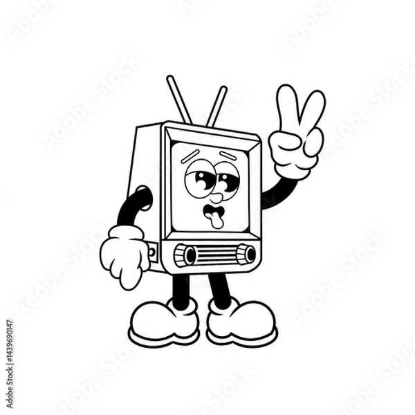Fototapeta Retro character design from tired television outline